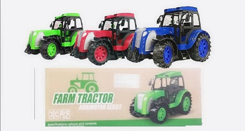 Igračka traktor u crvenoj boji namenjena upravljanju na daljinu.