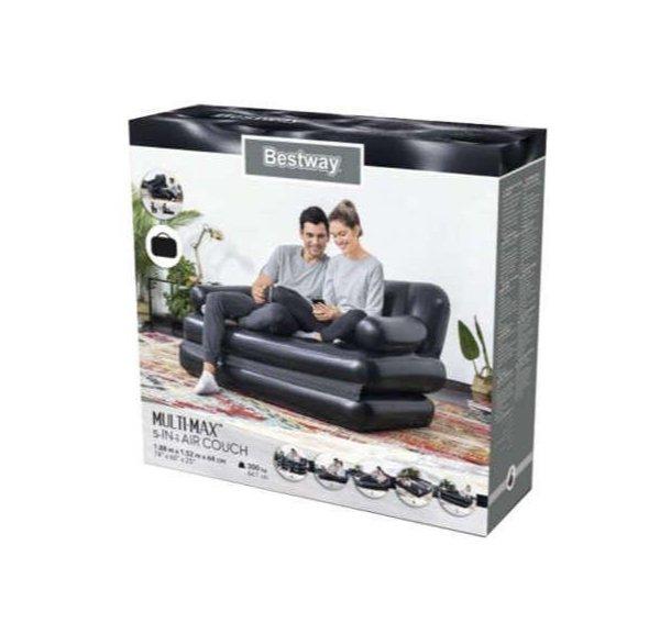 Multi-Max 5u1 prikazuje spoj sofe na naduvavanje i ležaja.