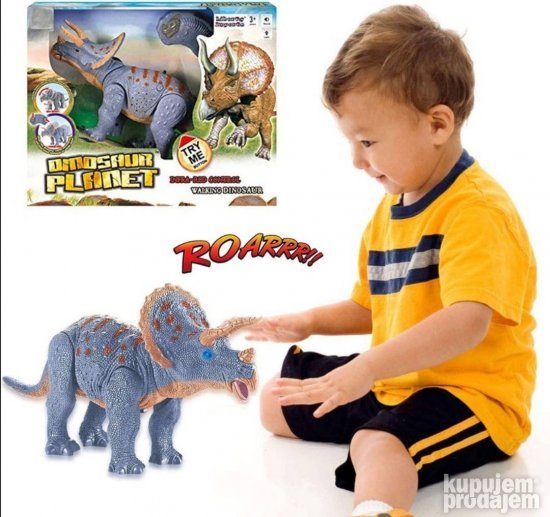 Triceratops igračka koja tokom igre ispušta zvuk.