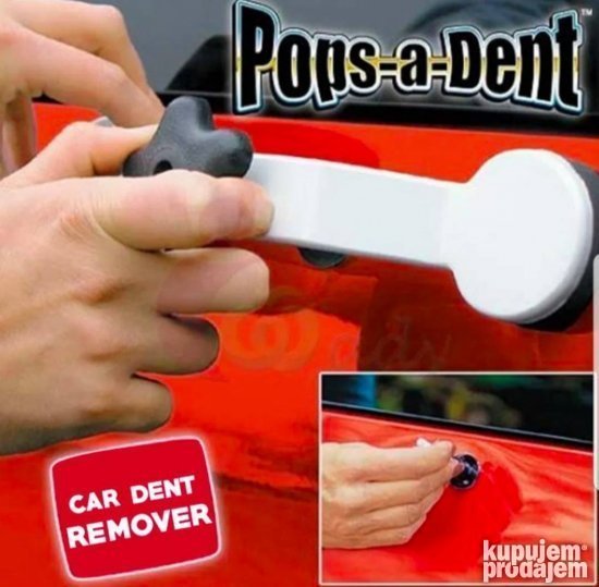 Pops-a-Dent set prikazan kao alat za popravku udubljenja na limariji.