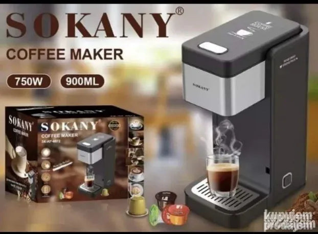 PRODAVANI aparat za kafu uz kalupe za filter za kapsule i mlevenu kafu.