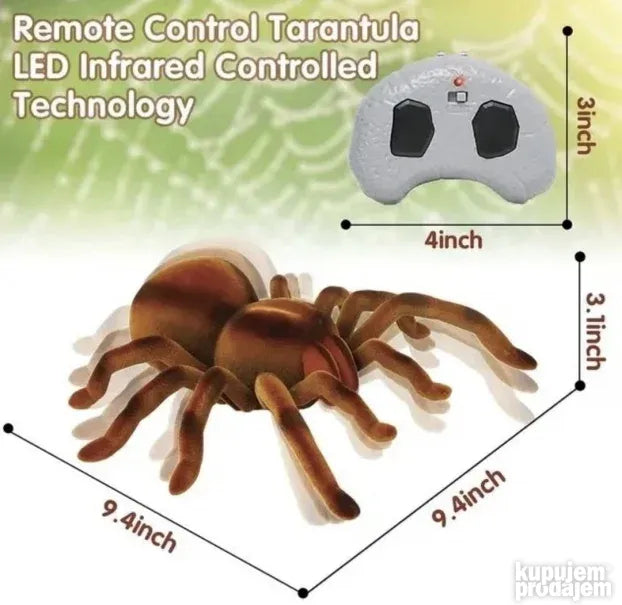 Tarantula-igračka sa upečatljivim očima i simuliranom teksturom.