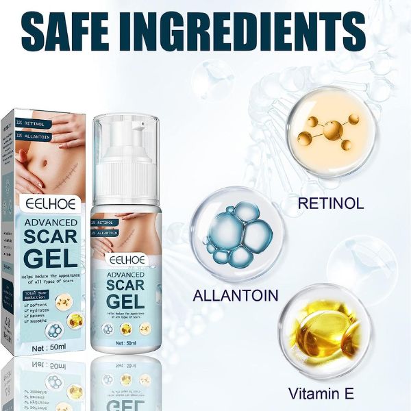 Gel za kožu čiji sastav uključuje retinol, alantoin i vitamin E.