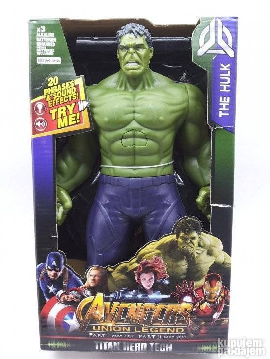 Na slici je prikazana igračka u obliku Hulka iz sage Avengers.