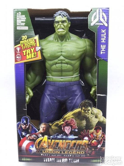 Na slici je prikazana igračka u obliku Hulka iz sage Avengers.