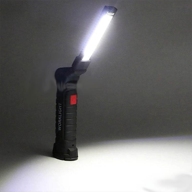Preklopna LED lampa sa dugačkom COB diodom na glavnom delu.