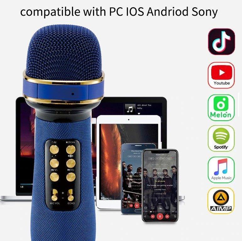 Karaoke mikrofon sa ugrađenim zvučnikom i punjivom baterijom.