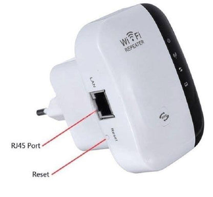 Prikazan je Wi-Fi ripiter koji podržava mreže od 2,4 GHz.
