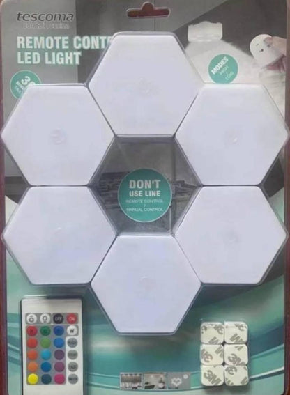 Prikaz šestougaonog LED panela sa stranicom dužine 6 cm i debljinom od 2 cm.