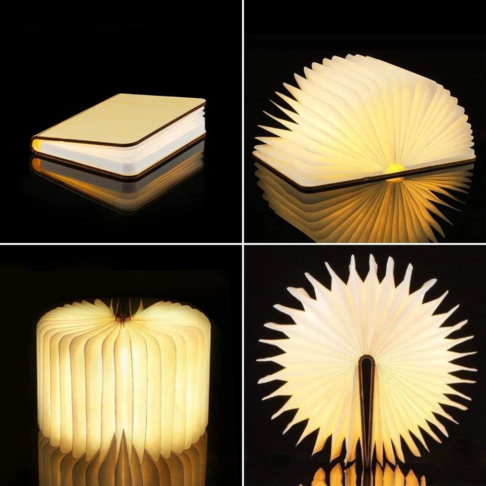 Lampa u obliku knjige dostupna u braon, bež i beloj boji.