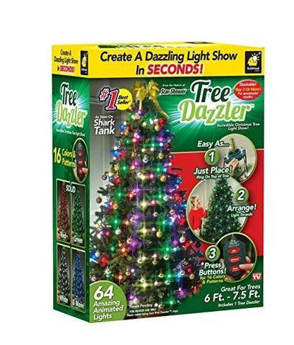 Tree Dazzler rasveta za jelku prikazuje boje u prazničnom ukrašavanju.