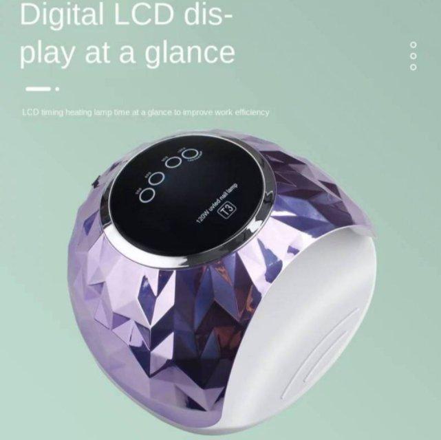 Lampa za nokte T3 sa četiri podešavanja tajmera: 30, 60, 90 i 120 sekundi.