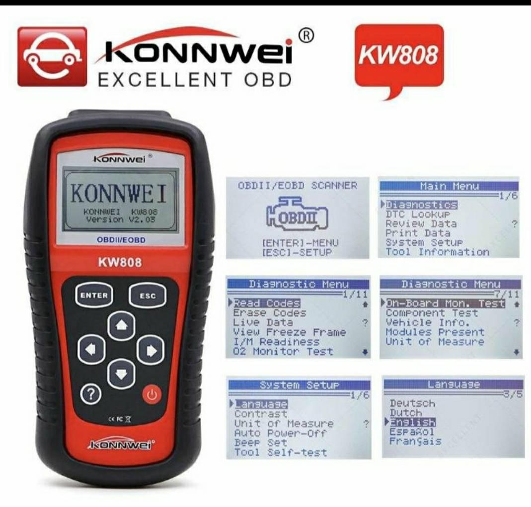 Auto skener KW808 podržava proveru stanja emisije kroz OBDII dijagnostiku.