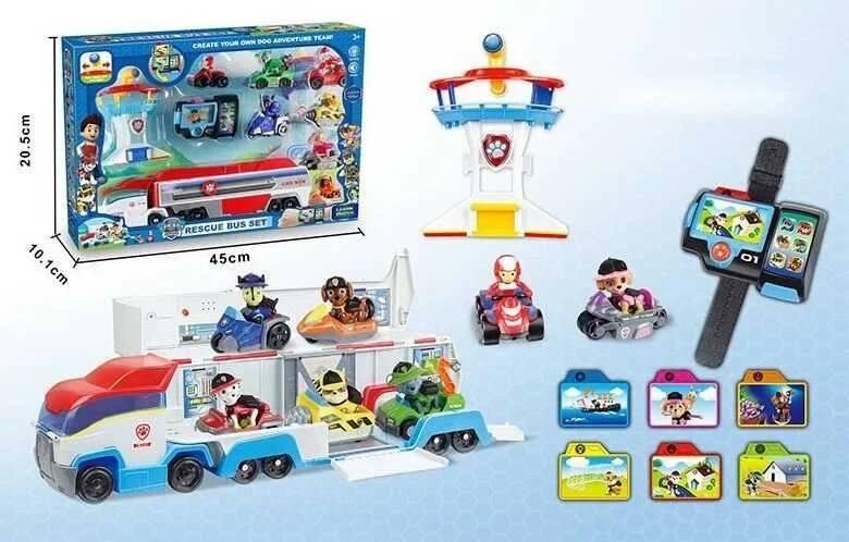 Set za igru sa patrolnim šapama, vozilima, kamperom i pratećom opremom.