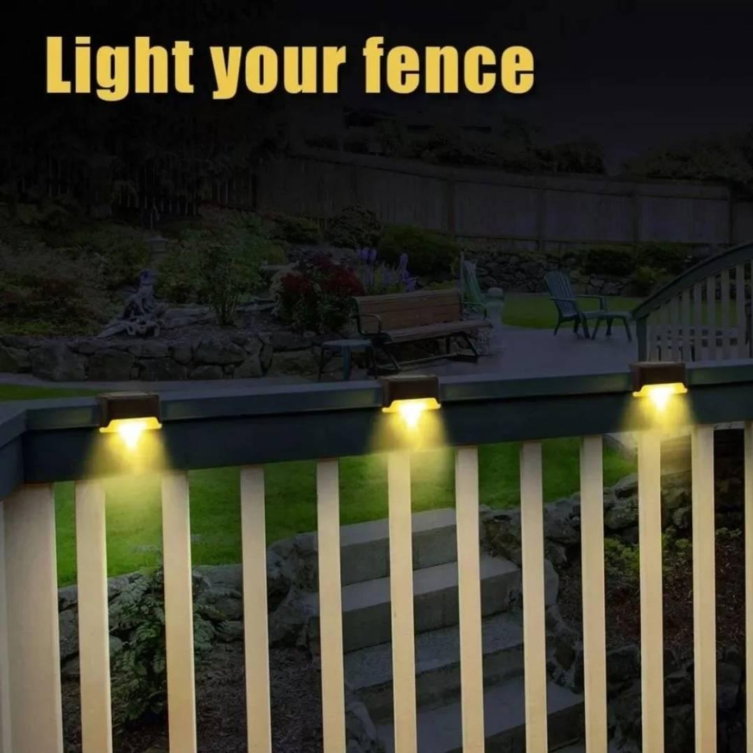 Solarna LED lampa za osvetljenje dvorišta toplim žutim svetlom.