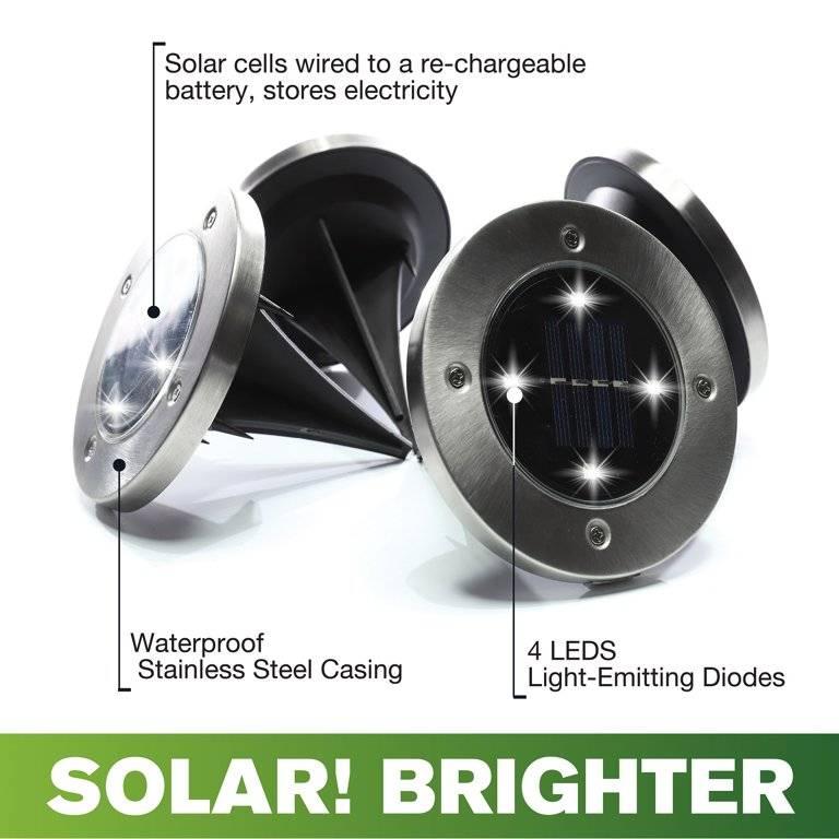 Okrugle solarne lampe sa trouglastim nosačima za zabijanje u zemlju.