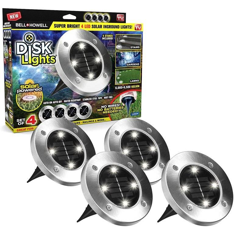 Set od četiri solarna diska za spoljašnje osvetljavanje.