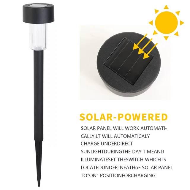 Crna solarna svetiljka sastavljena iz tri dela.