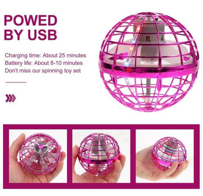 Spinner igračka sa LED svetlom prikazana kao leteća lopta.