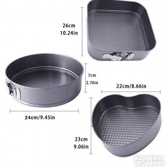 Set kalupa sa odvojivom podlogom za pečenje torti i kolača.