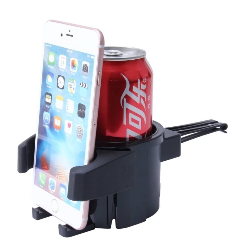 Auto-držač objedinjuje prostor za mobilni telefon i flašicu za piće.