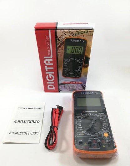 Na slici je digitalni multimetar DT-9205M namenjen osnovnim električnim merenjima.