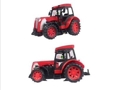 Crveni traktor za igru kojim se upravlja radio kontrolerom.
