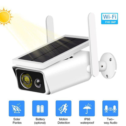 Kamera za video nadzor povezana sa solarnim panelom i Wi-Fi mrežom.
