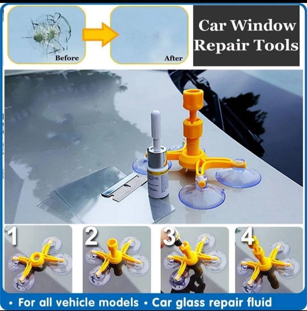 Set za reparaciju stakla namenjen popravci sitnih pukotina na automobilskom vetrobranu.