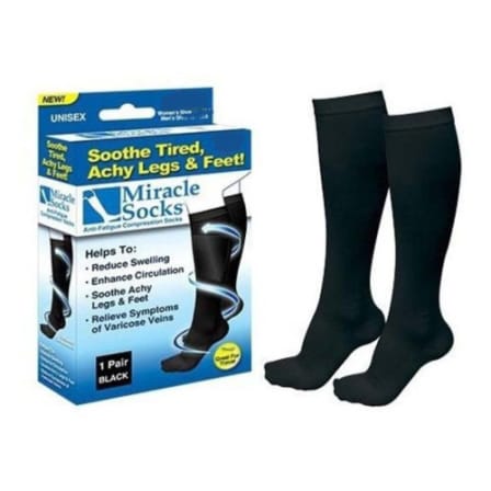 Crne kompresivne čarape Miracle Socks, model do kolena.