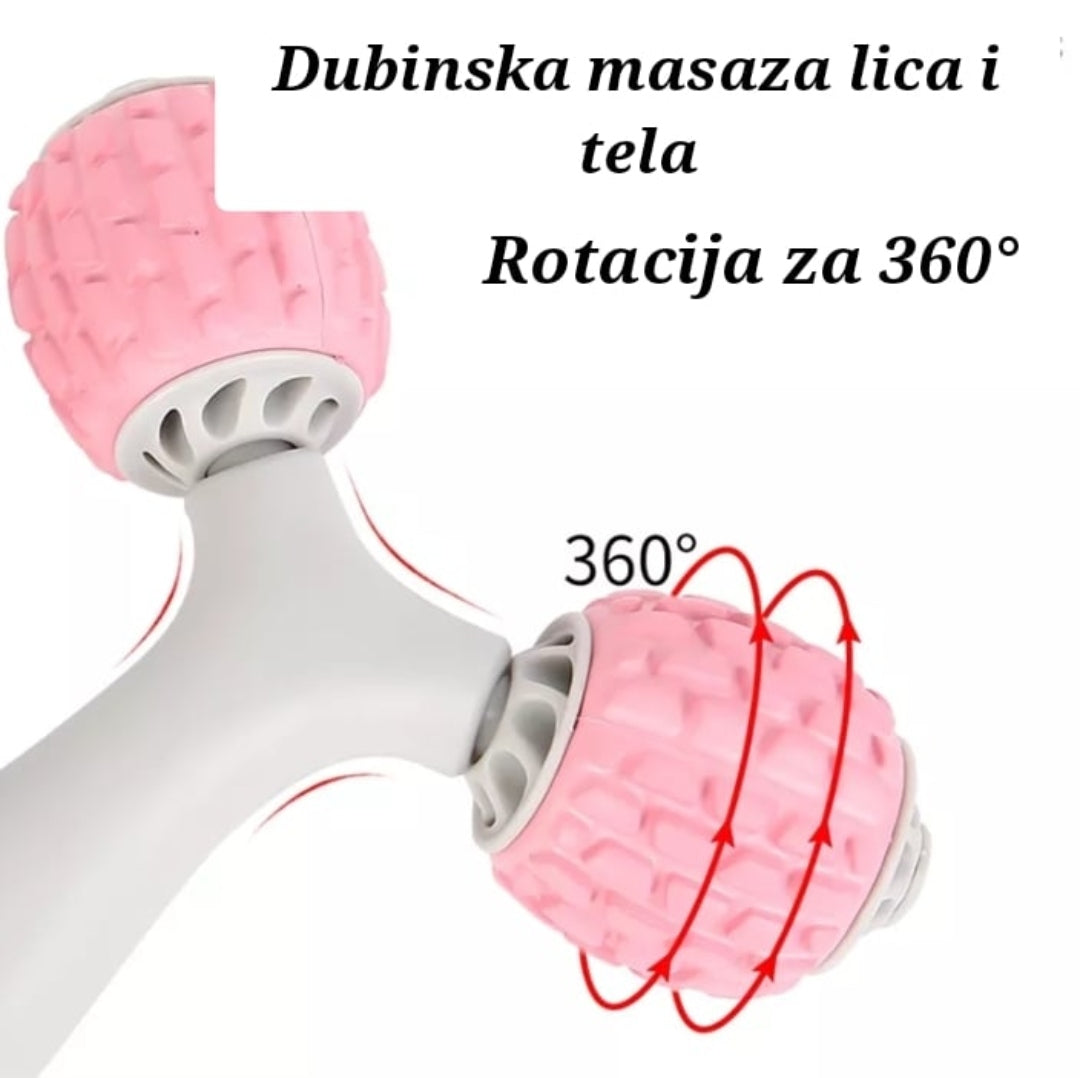 Masažni deo ručnog masažera čine dve rotirajuće kuglice.