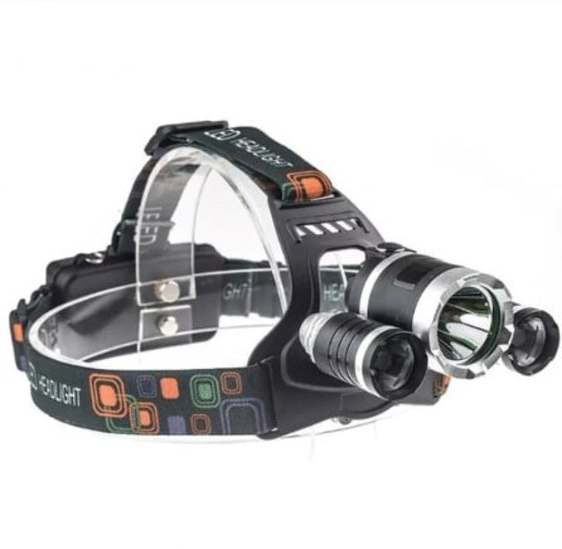 Naglavna LED lampa sa tri XM-L T6 i dve R5 LED diode.