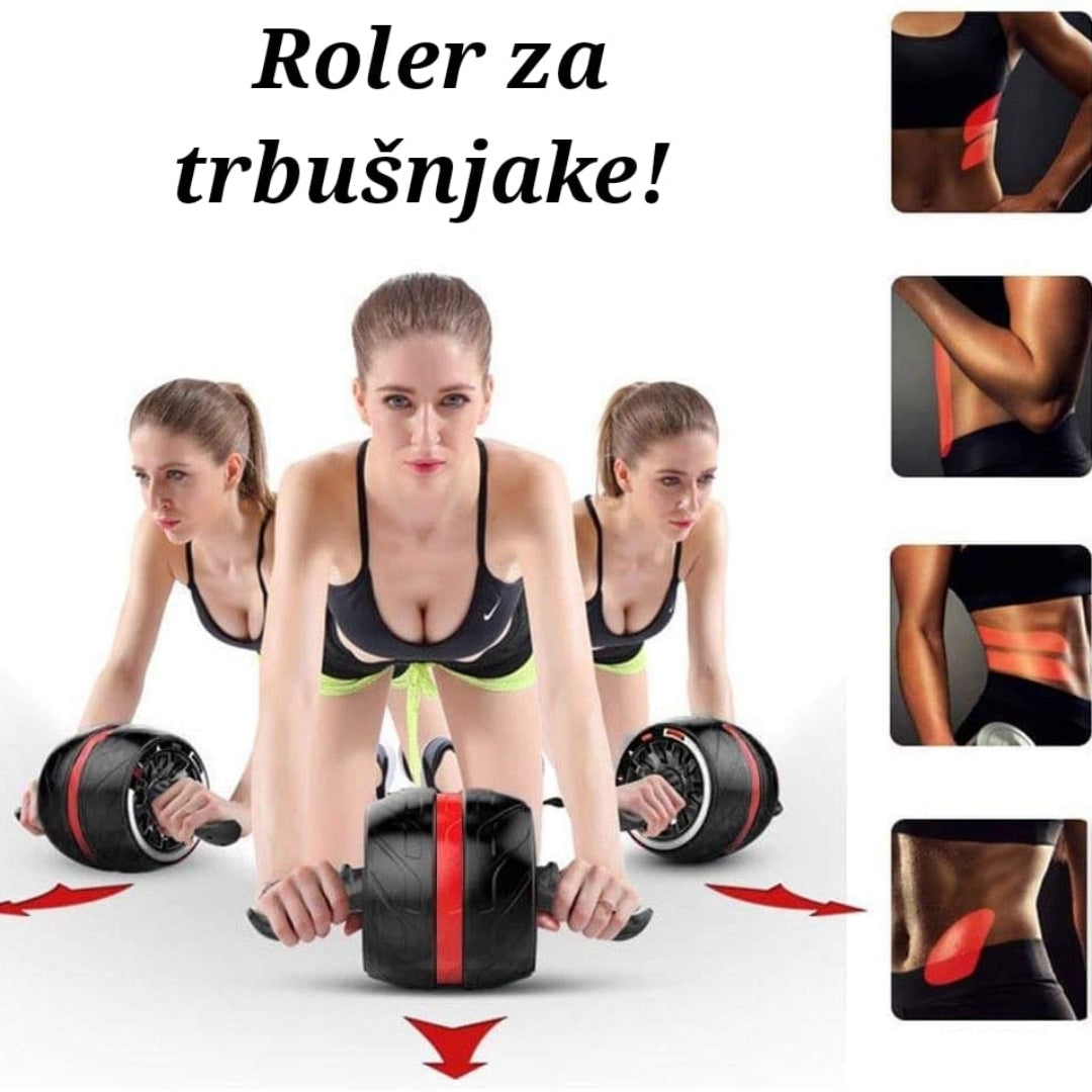 Roler za trbušne mišiće prikazan kao deo fitness opreme.