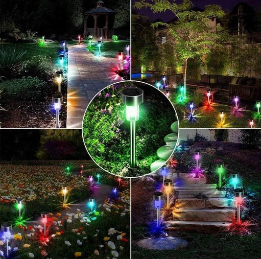 Set od deset solarnih LED lampi za baštenski dekor.