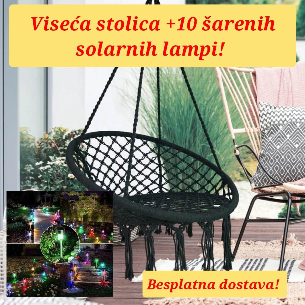 Viseće sedište u dekorativnom obliku stolice.