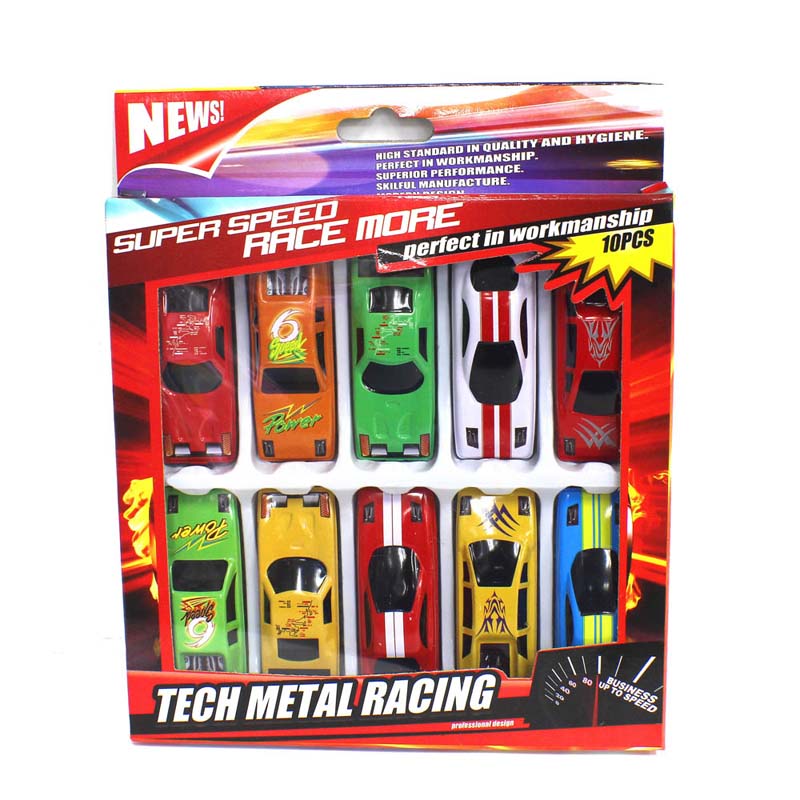 Na slici je komplet od deset autića različitih modela sa metalnim karoserijama.