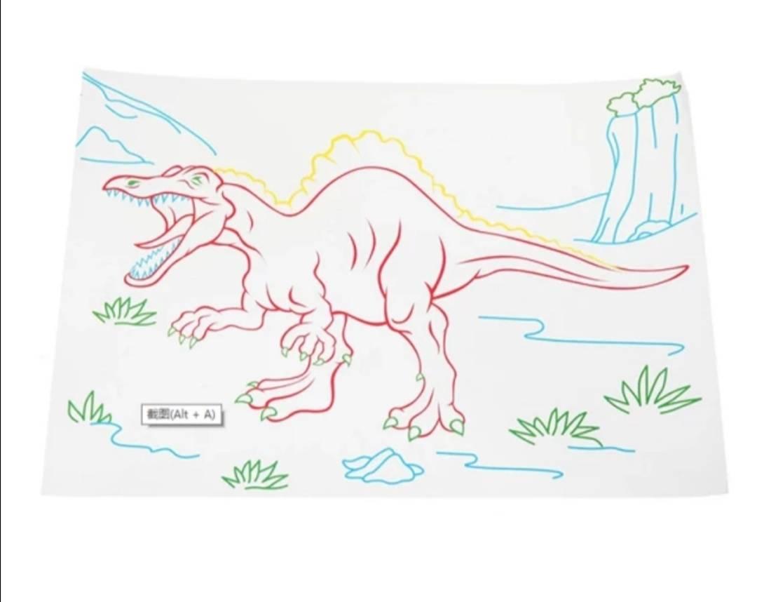 Motiv dinosaurusa prikazan na tabli za crtanje.