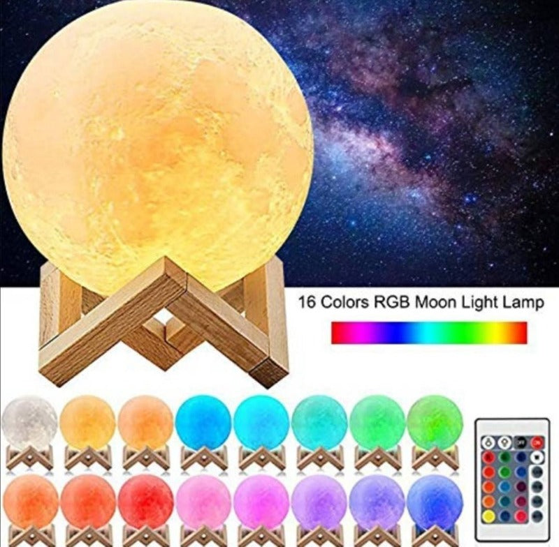 Prikazana je 3D lampa sa motivom meseca.