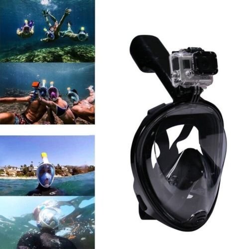 Crna ronilačka maska sa disaljkom i držačem za GoPro kameru.