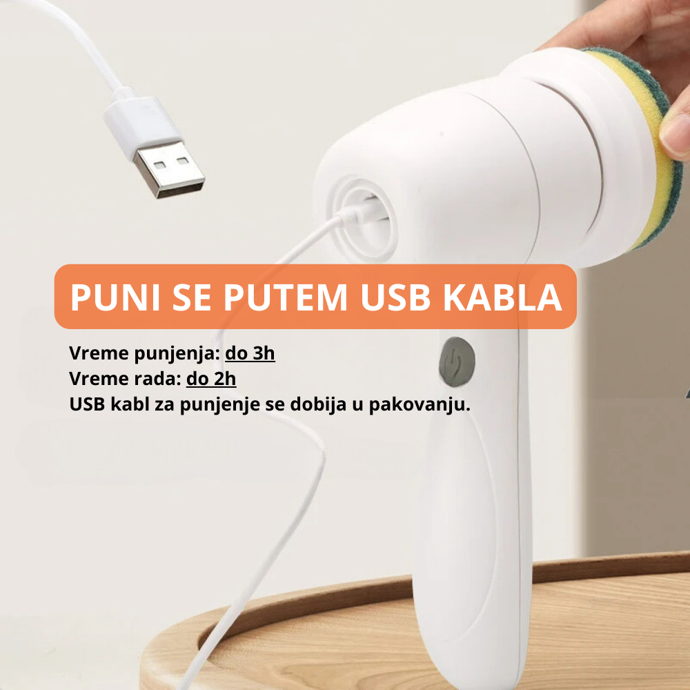 HandyClean četka za ribanje uz tri nastavka iz kompleta.
