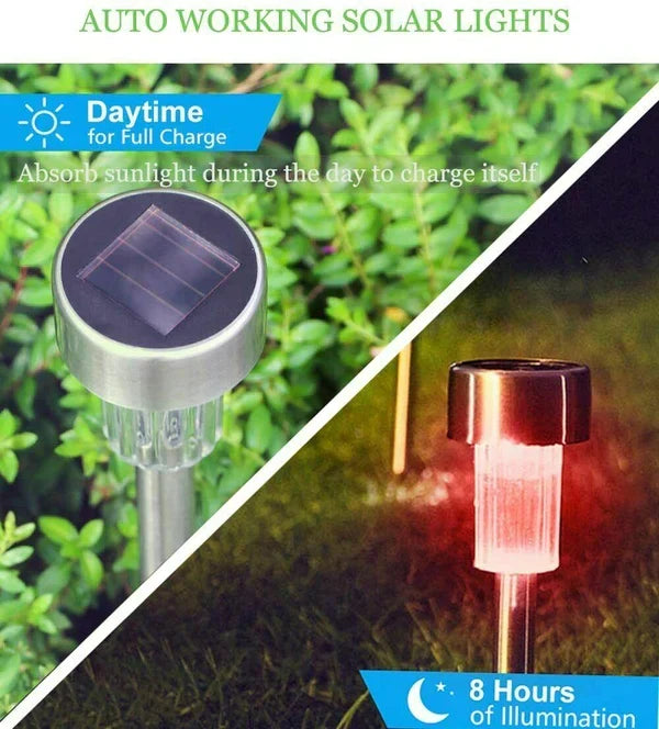 Bela i šarena solarna lampa za osvetljenje staza.
