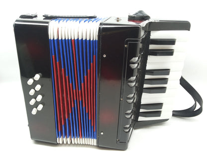 Dečiji instrument harmonika u prugastoj varijanti.