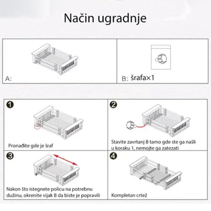 Rasklopivi sušač za odlaganje opranog posuđa.