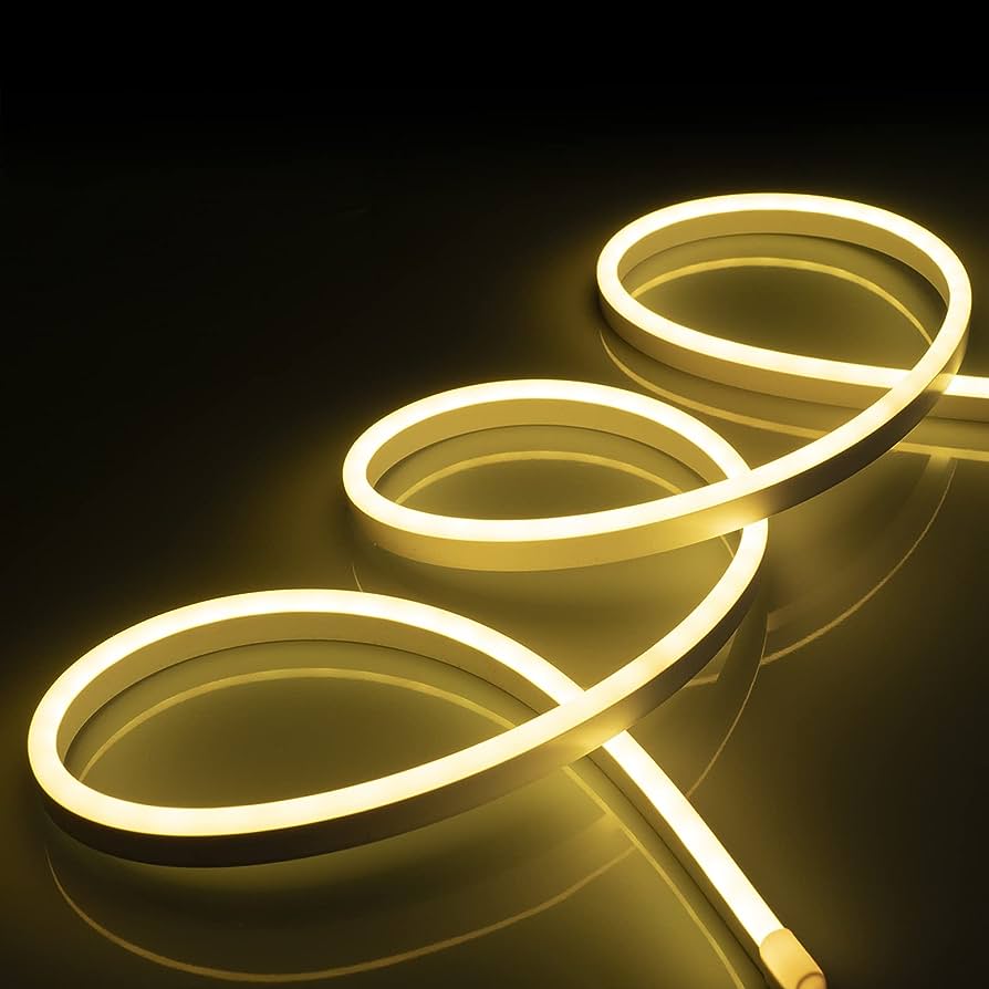 Fleksibilna LED neon traka u toplobeloj nijansi.