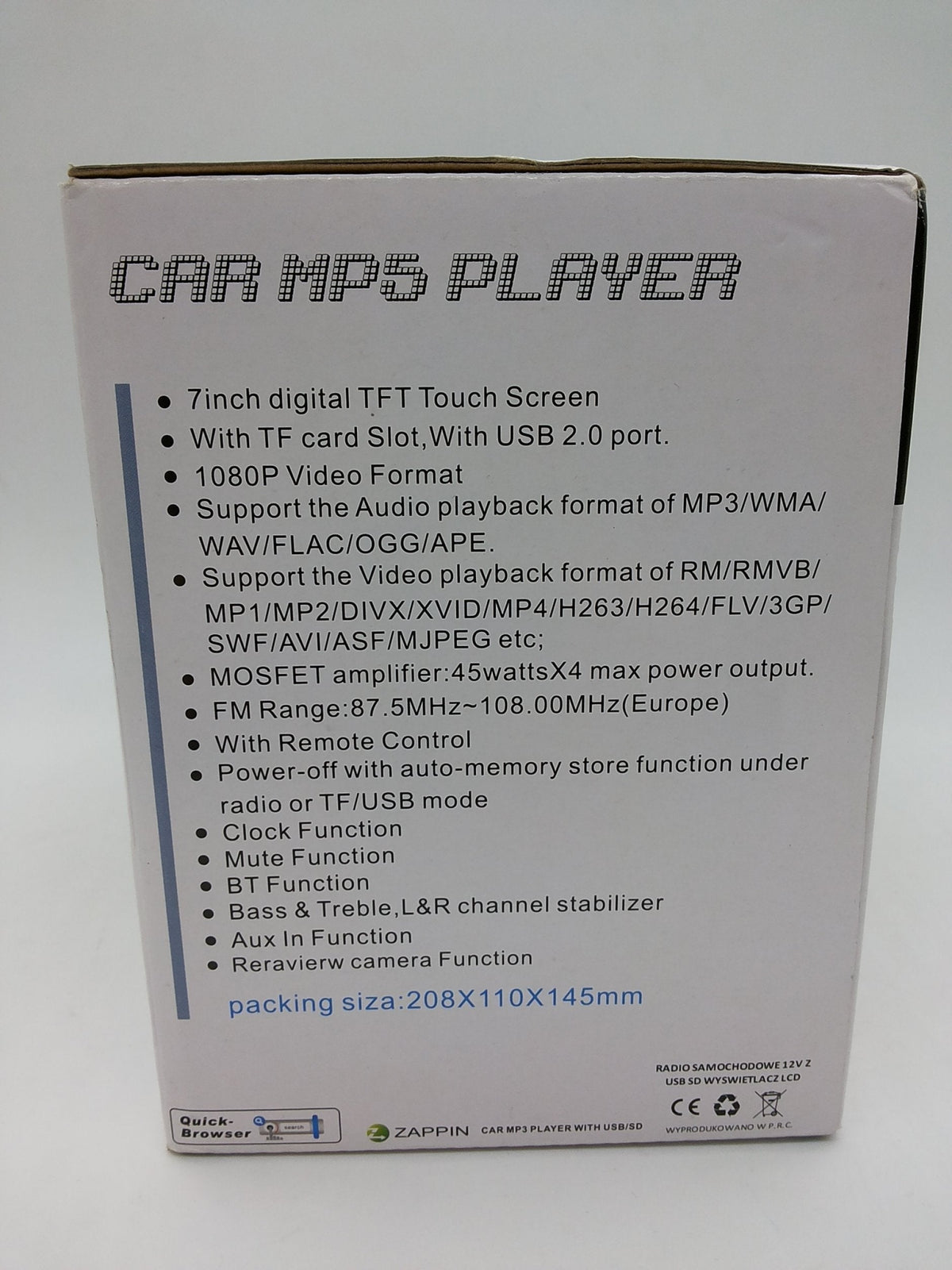 Auto-radio za automobil označen kao multimedijalni uređaj sa MP5/MP3 plejerom.