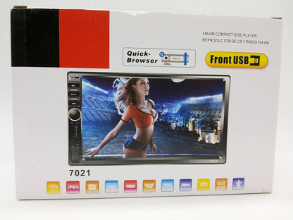 Multimedijalni uređaj za automobil sa oznakama SD kartice i USB-a.