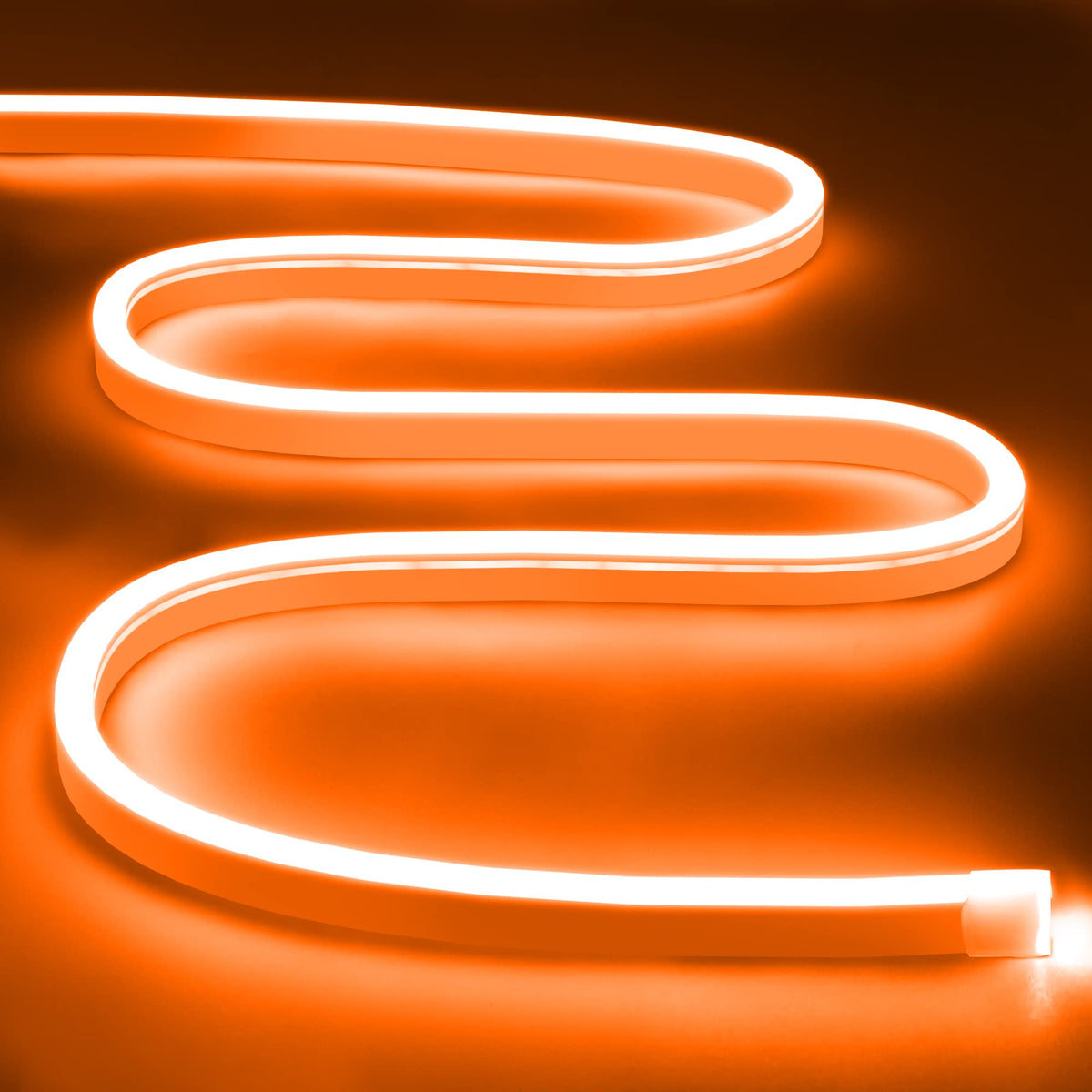 LED neon traka sa narandžastim svetlom za oblikovanje dekorativnih linija.