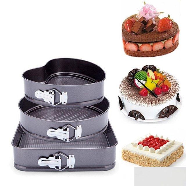 Set kalupa za torte i kolače u okruglom, četvrtastom i srcolikom obliku.