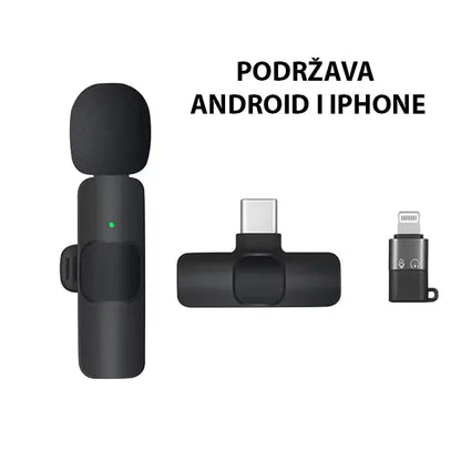 Bežični mikrofon za snimanje podkasta i razgovora mobilnim uređajem.