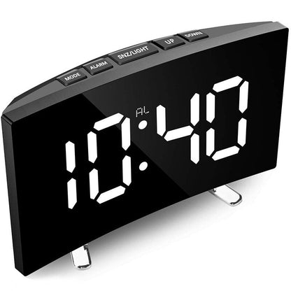 Crni ovalni sat sa LCD ekranom za prikaz vremena i kalendara.